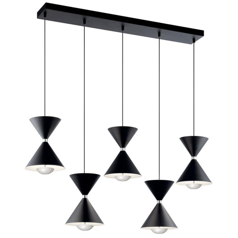 84113 - linear multi-light pendant Matte Black & Polished Nickel + WHT - Gloss White Inside - www.donslighthouse.ca